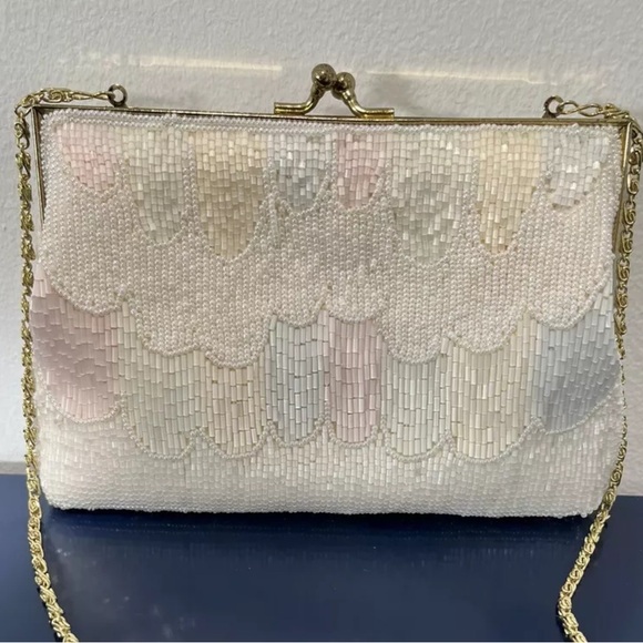 La Regale Pastel Beaded Purse Evening Bag Pink Blue Green Yellow Vintage 80s